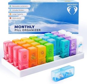 Monthly Pill Organizer 2 Times A Day 30 Day Medicine Organizer Large Pill Case Am Pm One Month Pill Box Months Pill Dispenser Twice a Day Medication V